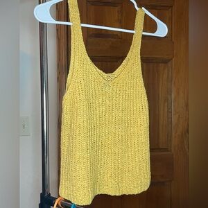 Yellow crochet womens going out tank top